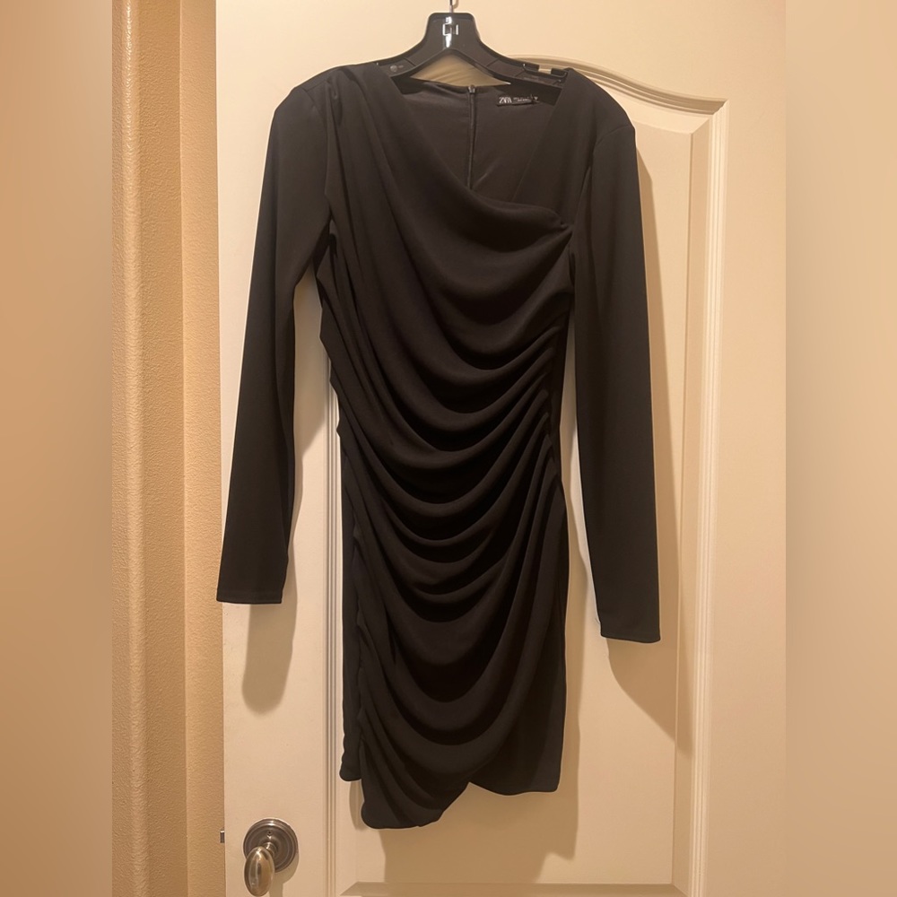 Zara Black Ruched Mini Dress